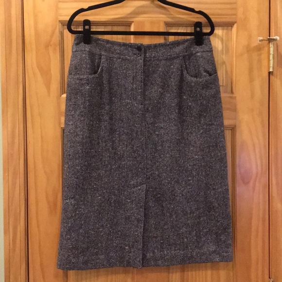 Talbots Black White Multicolor Tweed Wool Skirt